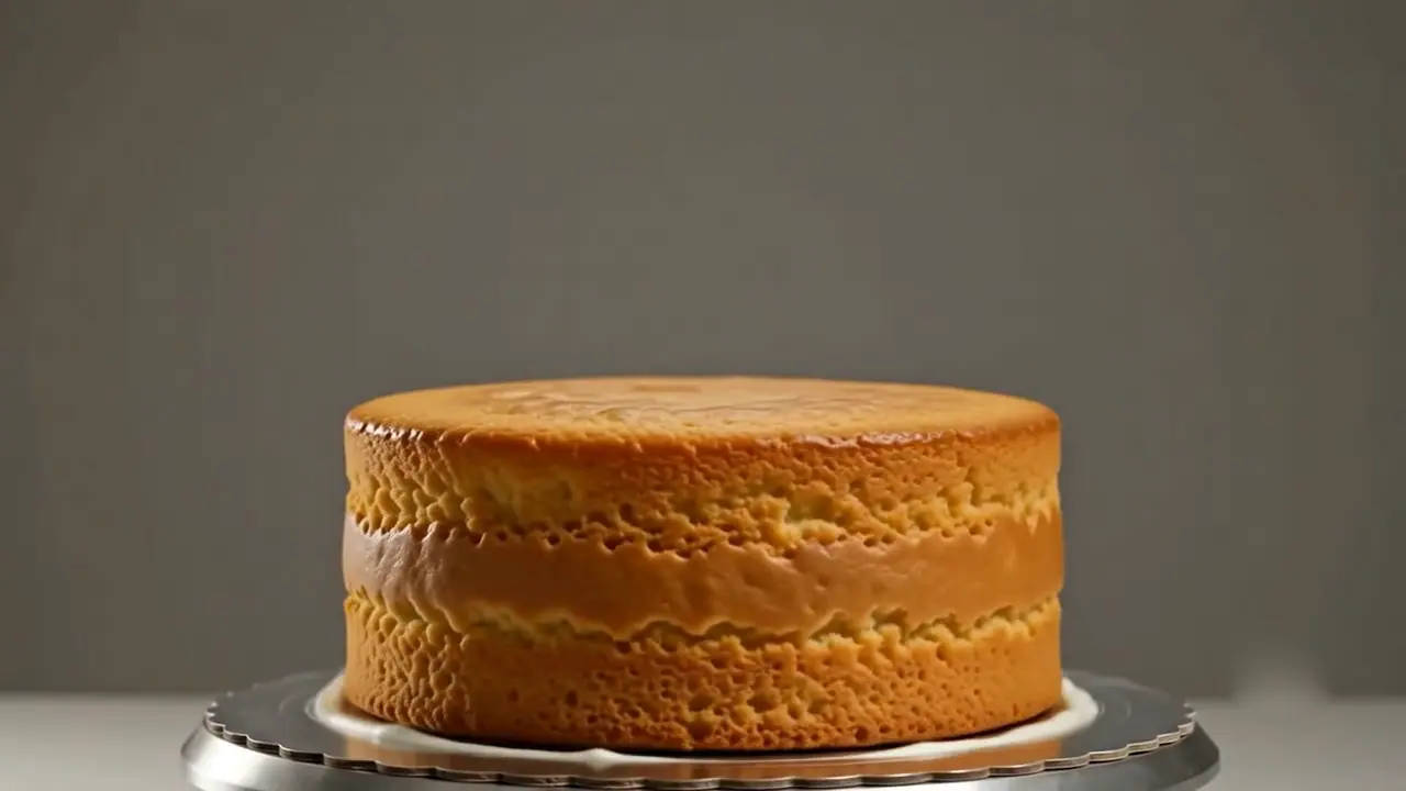 A bare golden sponge, just out of the tin